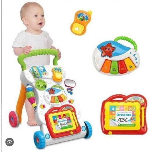 Generic Trotteur Bébé Évolutif 4 en 1 - Chariot d'Aide à la Marche Musical