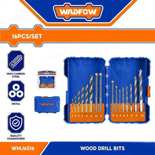 WADFOW WMJ6516 - Lot de 16 forets pour métal, maçonnerie, béton et bois