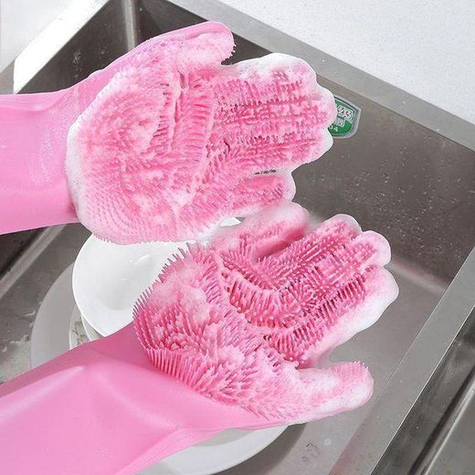 Generic Gants De Nettoyage En Silicone Polyvalents - Brosse Éponge Réutilisable De Haute Qualité Pour Ménage, Vaisselle, Fruits, Légumes, Animaux, Voiture ( Une Paire Par Paquet)    HP - image 3