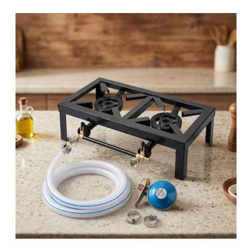 Generic Réchaud à Gaz sur pied 2 feux - Cuisinière + Raccord de Gaz