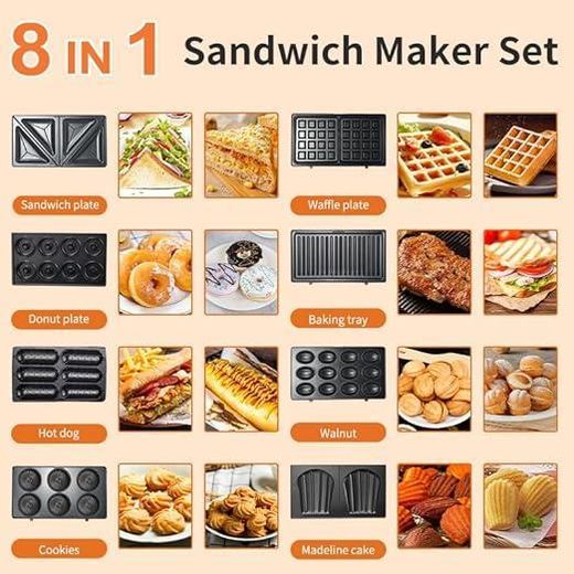 Sokany Machine à sandwich Multifonction  750W  8 plaques anti-adhésion, nettoyage facile - image 3