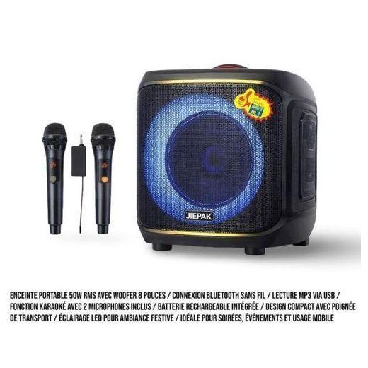 Jiepak Woofer Enceinte Bluetooth Portable Haut-Parleur Avec Microphone sans Fil - Noir