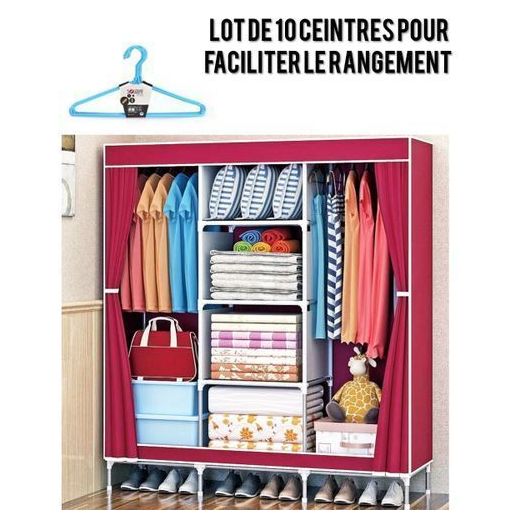Generic Armoire Démontable Avec Lot De 10 Ceintre Et Housse De Protection