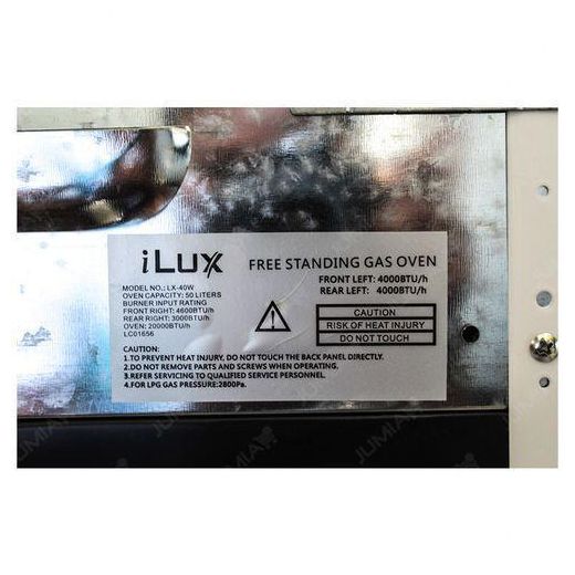 Ilux Cuisinière - Gaz 4 Feux LXG-40W - 50x50 Cm - Blanc - Garantie 6 Mois - image 3