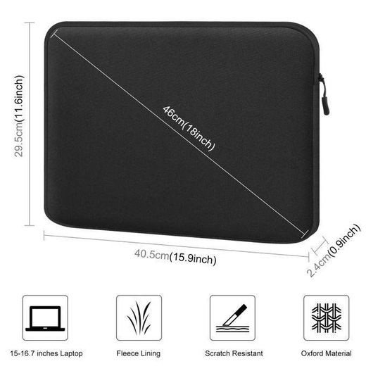 Generic Housse pour ordinateur portable de 15,6 à 17 pouces et 16 pouces avec fermeture éclair - image 2