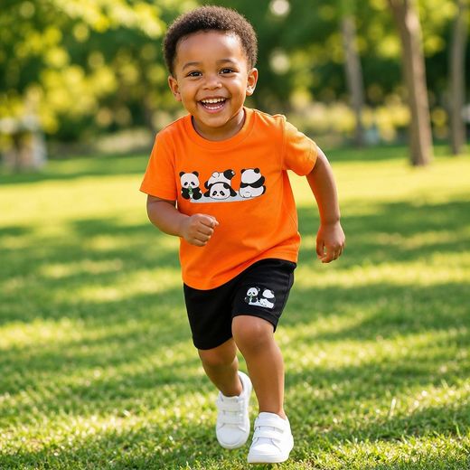Fashion Skyler Ensemble pour garçons, Ensemble 2 pièces tendance pour garçons, Ensemble à manches courtes et short haute élasticité pour garçons, Vêtements de sport pour garçons (Convient aux 1-4 ans) - image 2