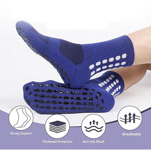 Generic 2 Paires Chaussettes de Football Antidérapantes à Semelle Éponge Épaissie pour Homme et Femme – Noir - image 3