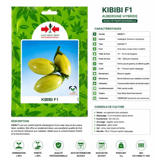 Generic Graines d’Aubergine KIBIBI F1 – Hybride – 5 g - image 2