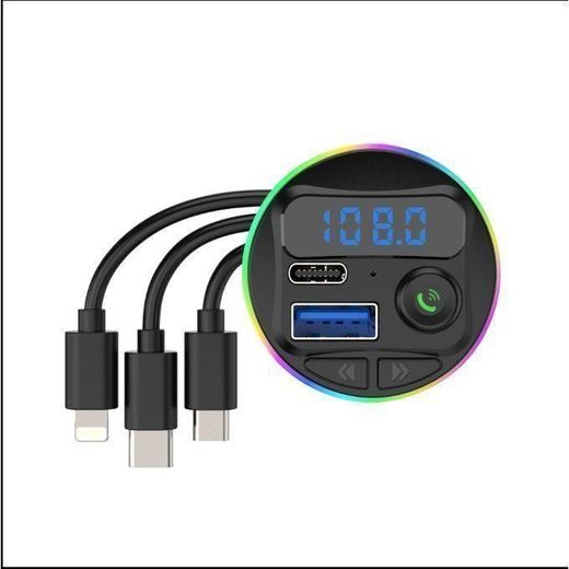 Generic Kit émetteur-modulateur Bluetooth 3 en 1 pour voiture, lecteur MP3 FM mains libres, avec câbles de charge - image 3