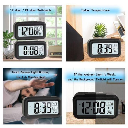 Generic Chic Réveil Numérique Avec Fonction De Rappel De Température, Réveil Intelligent Pour Chambre, Maison, Bureau
