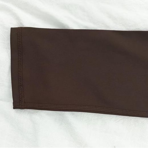 Fashion Ensemble de sport marron uni  haut zippé à manches longues  legging taille haute galbeur pour yoga féminin - image 4