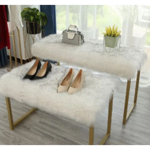 Tapis Fourrure-Tapis Chic Decoration- Blanc-Noir