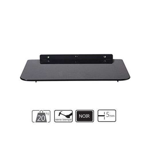 Support Mural  - Compatible -  DVD/Décodeur/Lecteur Vidéo - 1 étagère - Noir