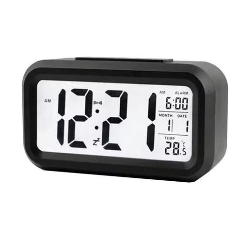 Generic Réveil LED avec affichage de l'heure, veilleuse, thermomètre, fonction snooze, horloge de bureau rectangulaire - image 2