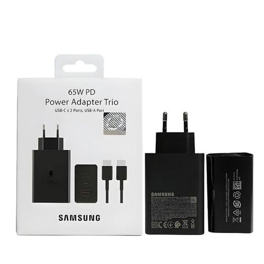 chargeur Samsung Chargeur Secteur Ultra Rapide 3 Ports 65w Avec Câble Type C noir