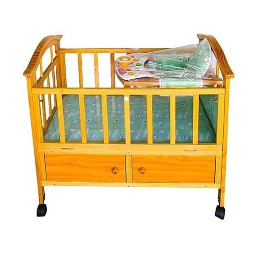Generic Lit En Bois+ Matelas + Sac à Langer -Multicolore - image 2