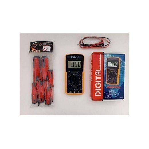 KIT De Multimètre Testeur Ampèremètre Voltmètre + Jeu De 6 Tournevis Isolés 3-6mm BH HG