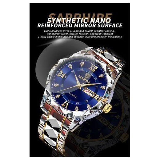 BINBOND Montre à bracelet en acier pour hommes avec lumière nocturne étanche et verre anti-chute - image 3