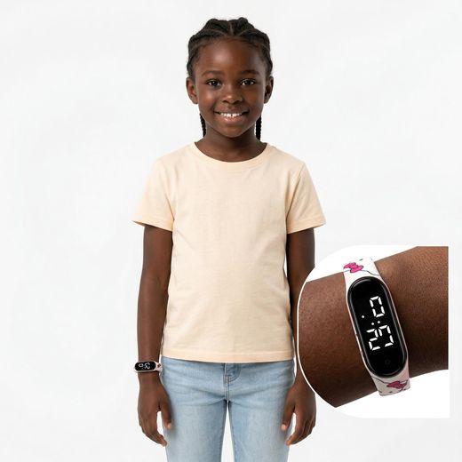 Fashion Seconde génération montre électronique pour enfants bracelet de poignet cartoon à LED étudiant - Rose - image 3