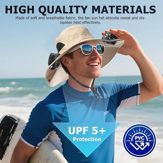 Fashion Chapeau ventilateur solaire, chapeau ventilateur à double alimentation USB/solaire, chapeau de soleil réglable pour les sports de plein air, unisexe, adapté à la plage et à la randonnée. - image 3