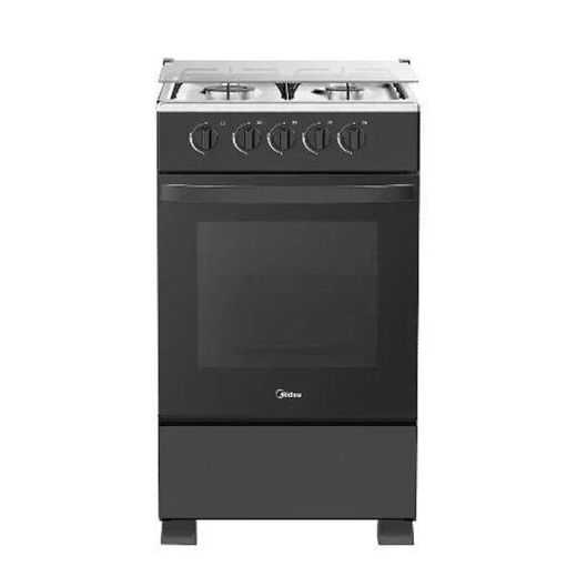 Midea Gazinière 4 Feux avec four - 50X55Cm - Sans Allumage Automatique - Noire - Couverture Vitrée