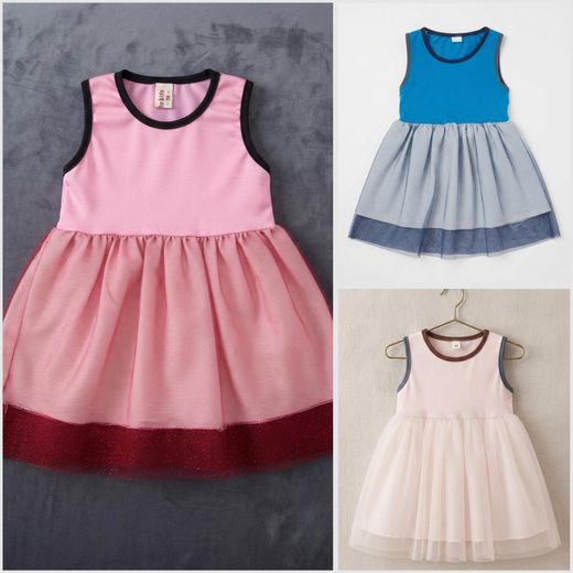 Fashion Ensemble de 3 robes pour enfant de 6 mois à 1 an
