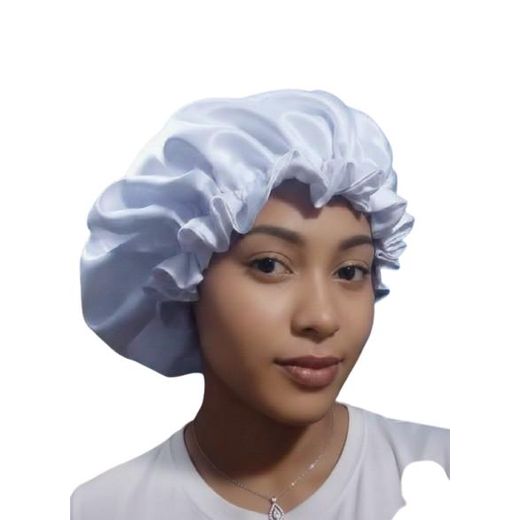 Bonnet De Cheveux double face 2 en 1-  Satin Blanc