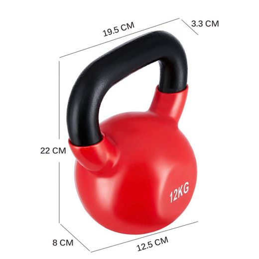 Generic Kettlebell de 12 kg - Haltère avec poignée ergonomique - Entraînement pour fitness_ROUGE - image 2