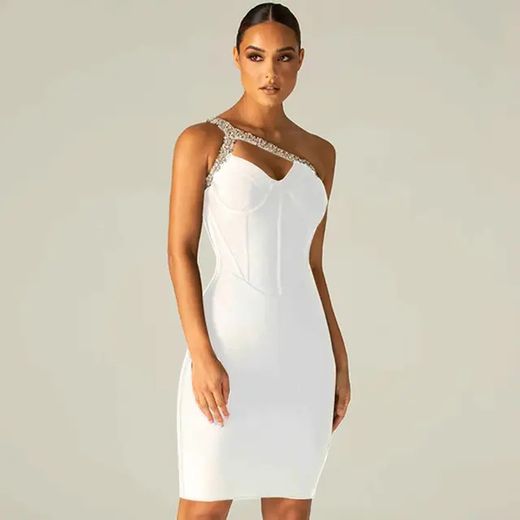 Robe mini femme élégante avec motif cristal 