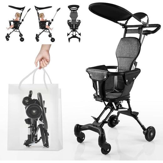 Generic Poussette pliable pour bébé, adaptée aux nouveau-nés/tout-petits/enfants, ne pèse que 6 livres, avec une capacité de charge de 55 livres.