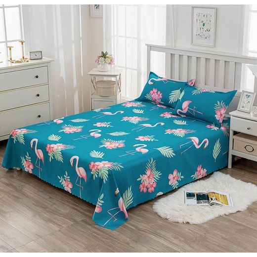 Ensemble de draps et taies d'oreiller 3 pièces : drap 220 x 230 cm, taie d'oreiller 45 x 76 cm