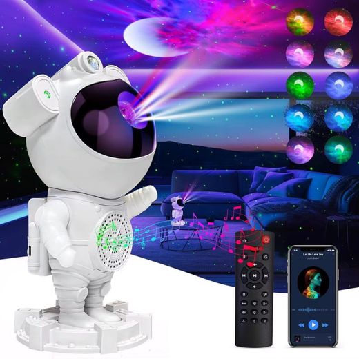 Bien Vu Projecteur Ciel Étoilé Astronaute avec Haut-Parleur Intégré – Veilleuse Ambiance Galaxie