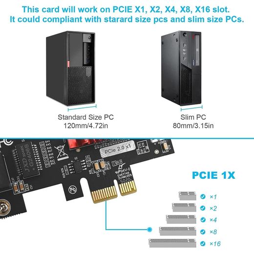 Generic Carte réseau PCI Express X1  à 2 ports Gigabit Ethernet - image 4