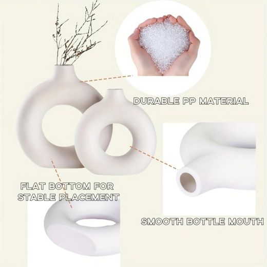 ShebSheb Lot de 2 vases minimalistes en forme d’anneau, vases décoratifs modernes pour fleurs, décoration d’intérieur pour table basse, salle de bain, chambre, porte d’entrée - image 2