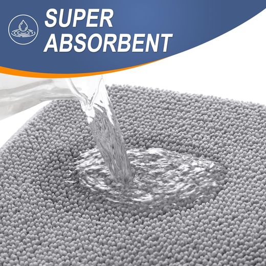 Flushrenic Tapis de bain en mousse mémoire（60*90cm）, Tapis de bain antidérapant de salle de bain, Tapis de bain absorbants super doux, Tapis de bain gris lavables, Tapis de bain à séchage rapide, Tapis de bain anti-dérapant, Tapis lavables pour salles de bains - image 3