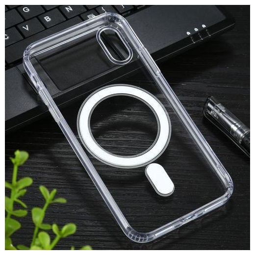Generic 2 Coques arrière magnétique transparente avec 2 antichocs pour iPhone XR compatible avec chargement sans fil MagSafe - image 2