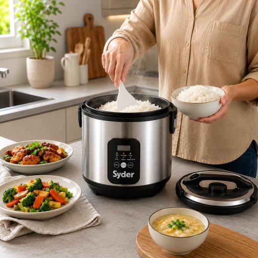 Generic Syder Cuiseur à Riz Intelligent 2,2 L en Acier Inoxydable, Fonction Maintien au Chaud, Cuve Antiadhésive, Cuiseur Multifonction pour Riz, Soupe et Bouillie - image 3