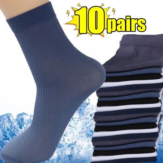 Fashion 10 paires de chaussettes pour hommes fines, bas en glace, chaussettes mi-mollet underwear