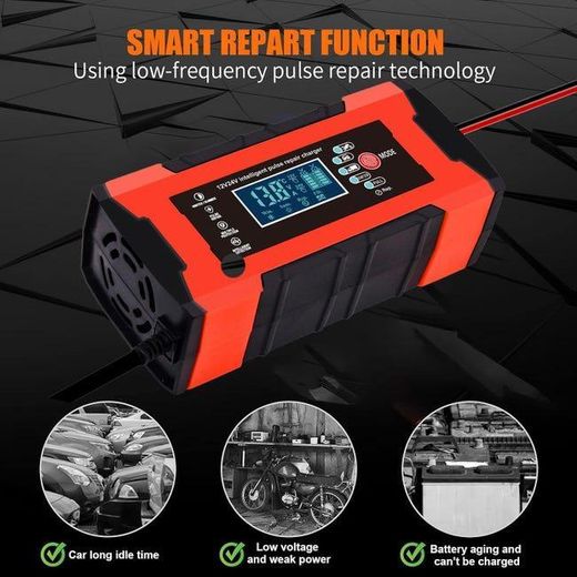 Generic Chargeur de Batterie Intelligent,10A 12V/24V 5A Automatique Réparation Fonction, Affichage LCD Intelligent, pour Voiture Moto Camion, Bateau, Voiture - image 3