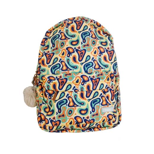 Generic Sac à dos scolaire à motifs abstraits avec pompon