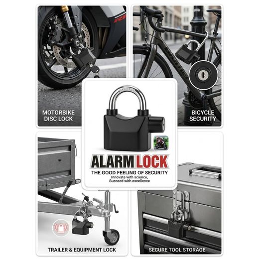Generic Cadenas d'Alarme de Sécurité Haute Performance - Cadenas Antivol Sonore pour Moto, Vélo, Remorque et Boîte à Outils - image 2