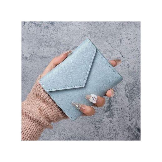 Petit portefeuille pour femme, portefeuille en cuir à trois volets avec porte-cartes de crédit et poche à monnaie zippée toute couleur