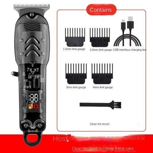 LIN KALLA Ensemble de clippers électriques transparents gravés, un outil parfait pour les cheveux chauves