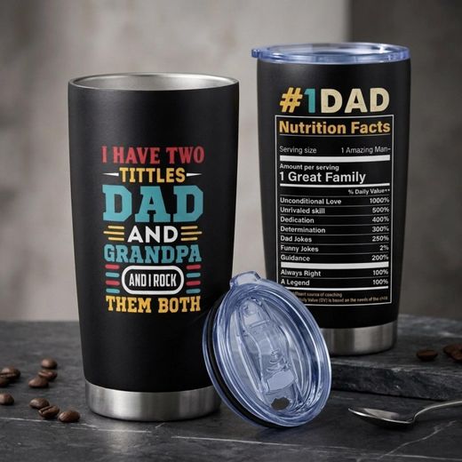ShebSheb 1 pièce gobelet isotherme en acier inoxydable 20 oz/591 ml, tasse à café à fond plat avec couvercle, mug de voyage pour café, cadeau idéal pour papa, cadeau imprimé drôle, cadeau d’anniversaire et de fête