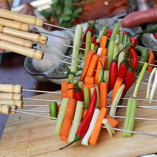 Generic Brochettes De Barbecue En Acier Inoxydable, 12 Pièces VB - image 2