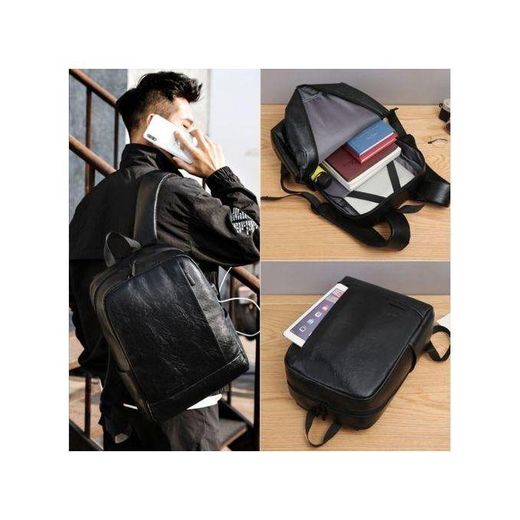 Fashion chic Sac à Dos, Sac D'école, Sac D'ordinateur Simple Pu, Sac à Dos Pour Hommes, Sac à Bandoulière, Portefeuille - image 2
