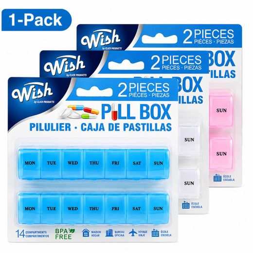 Generic Pilulier Wish Long à 14 compartiments (matin/soir) - Lot de 1p