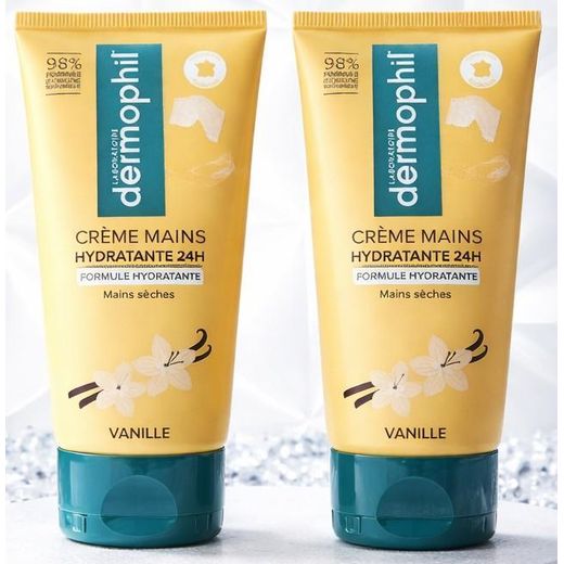 Lot De ( 2 × 75ml ) Crème Mains Hydratante DERMOPHIL À La Vanille Peaux Sèches Importé De France 