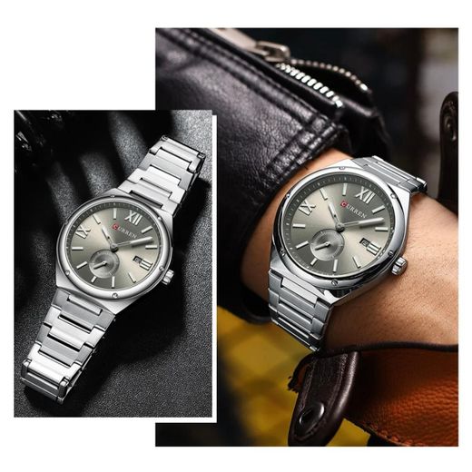 Curren Montre Homme De Luxe, Bracelet En Acier Inoxydable, Grand Écran, Horloge à Quartz, Avec Pointeur Lumineux - Modèle C8471 - image 3