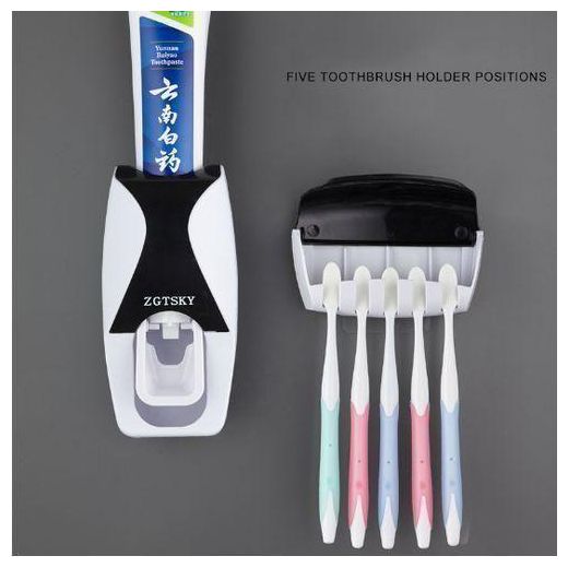 Generic Distributeur de Dentifrice + Porte-Brosses à Dents - Noir - image 2